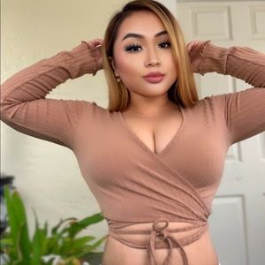 Long tan sleeve top